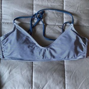 Striped bikini top back lace up tie blue striped M